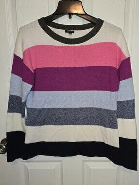Talbots Striped Colorblock  Crewneck Sweater Preppy